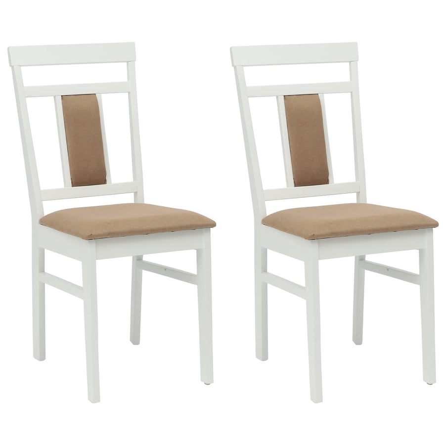 Eetkamerstoel 2 pcs Wit en Bruin Massief Hout