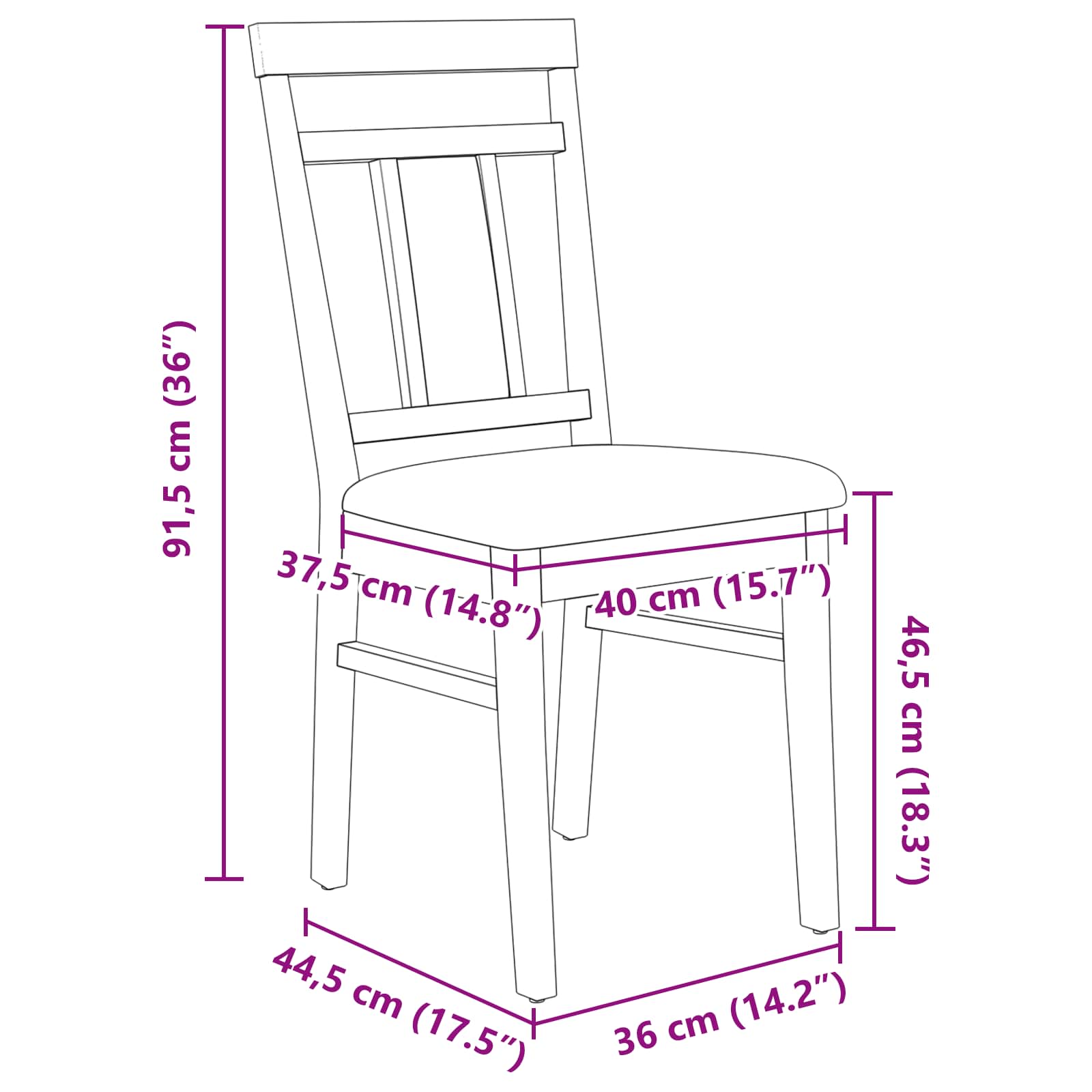 Eetkamerstoel 2 pcs Wit en Bruin Massief Hout