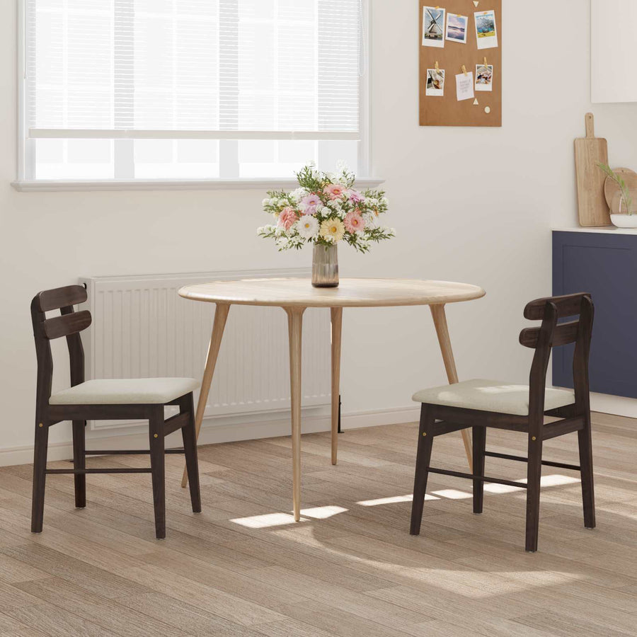 Eetkamerstoel 2 Pcs Massief Rubberhout Lichtbruin en licht
