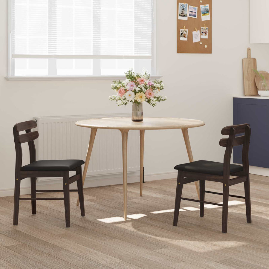Eetkamerstoel 2 pcs Lichtbruin en Zwart Massief Hout