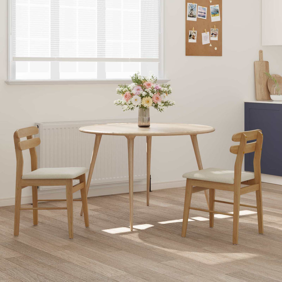 Eetkamerstoel 2 pcs Natuurlijk en Licht Massief Hout