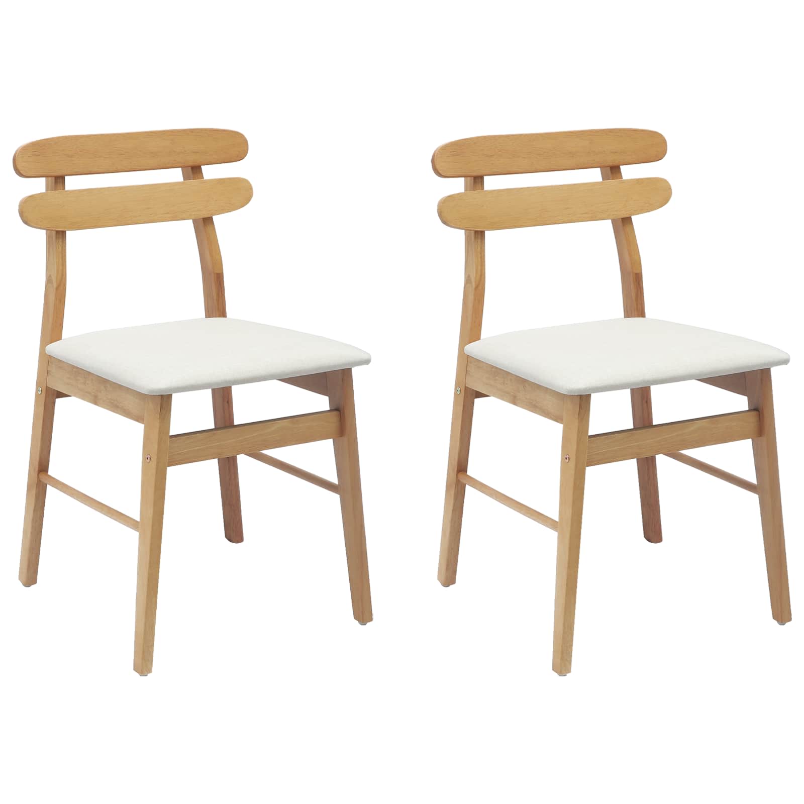 Eetkamerstoel 2 pcs Natuurlijk en Licht Massief Hout