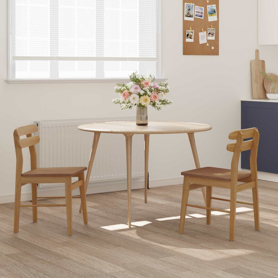 Eetkamerstoel 2 pcs Naturel Massief Hout