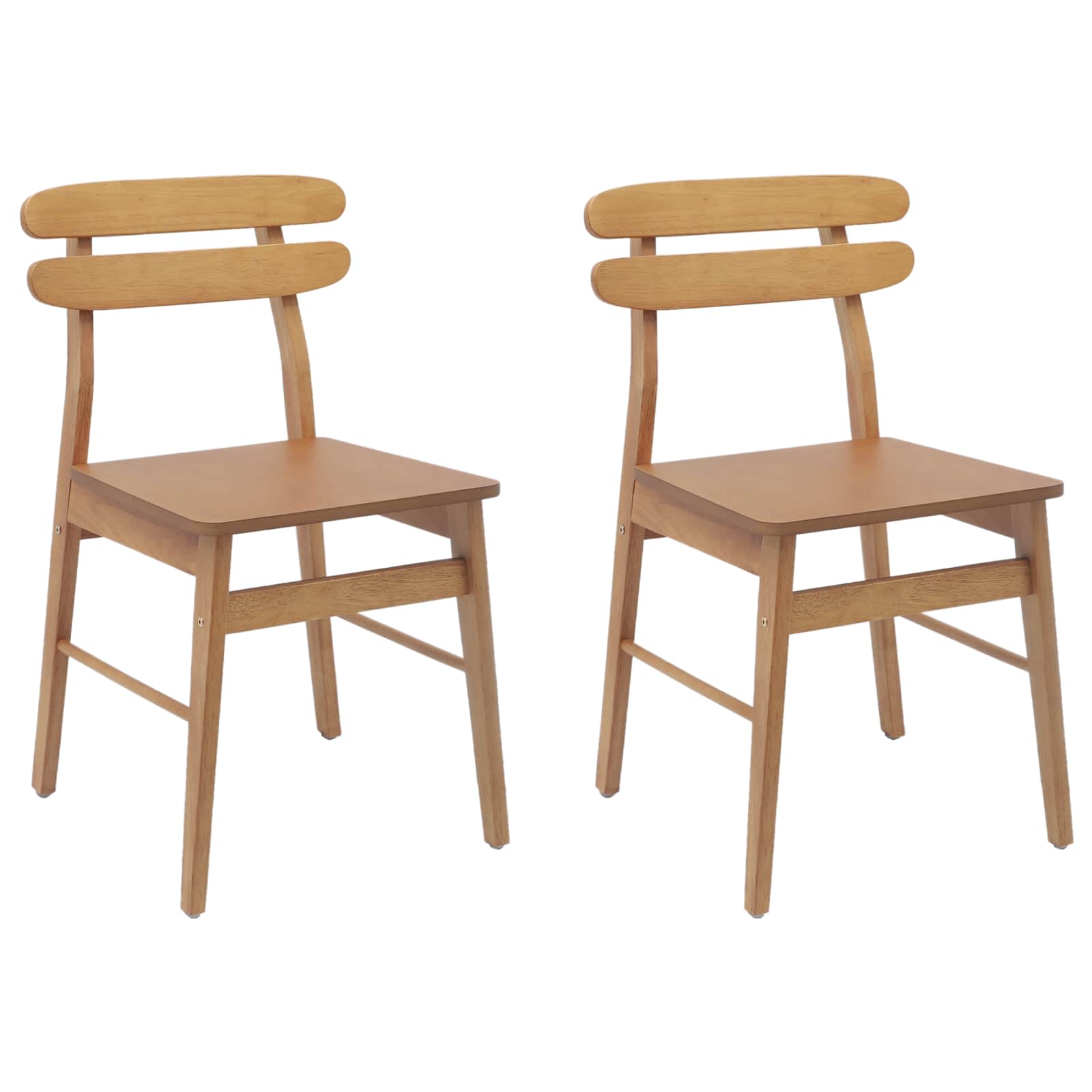 Eetkamerstoel 2 pcs Naturel Massief Hout