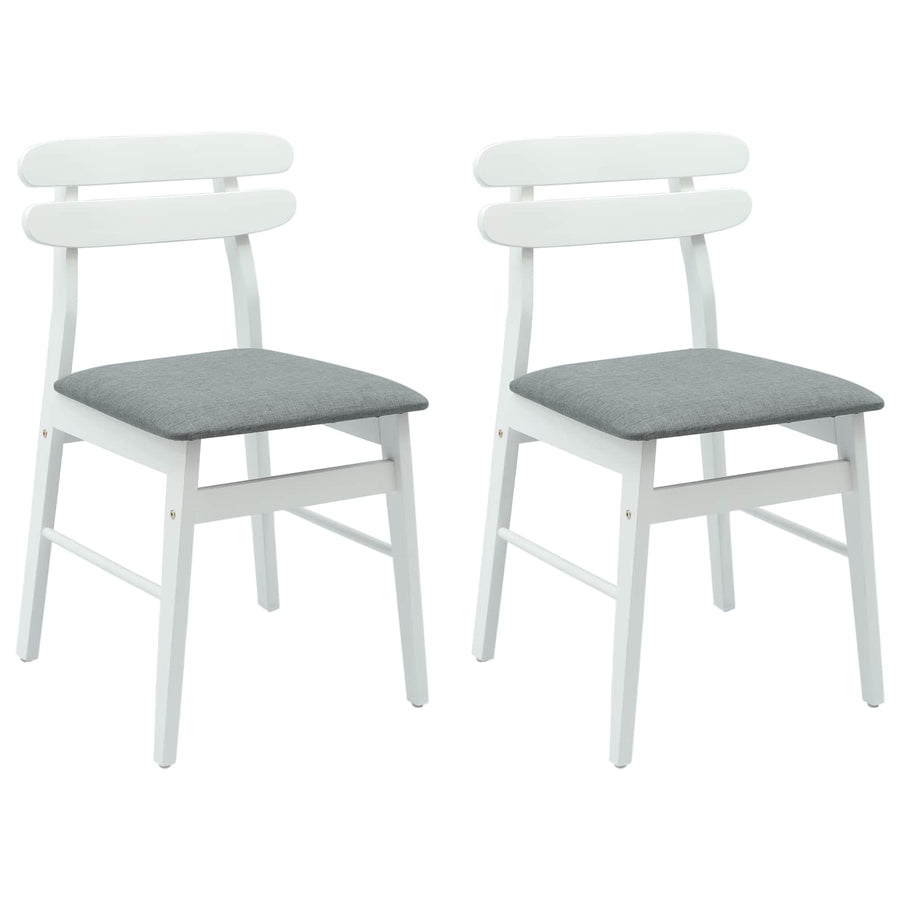 Eetkamerstoel 2 Pcs Massief Rubberhout Wit en grijs