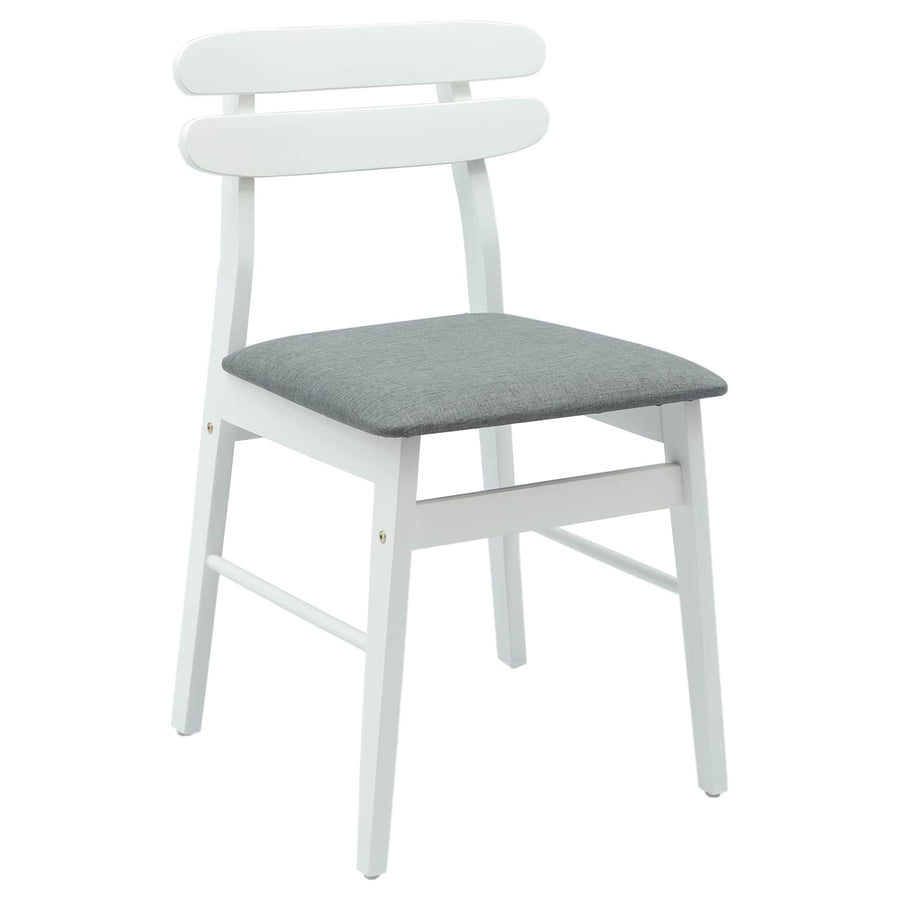 Eetkamerstoel 2 Pcs Massief Rubberhout Wit en grijs