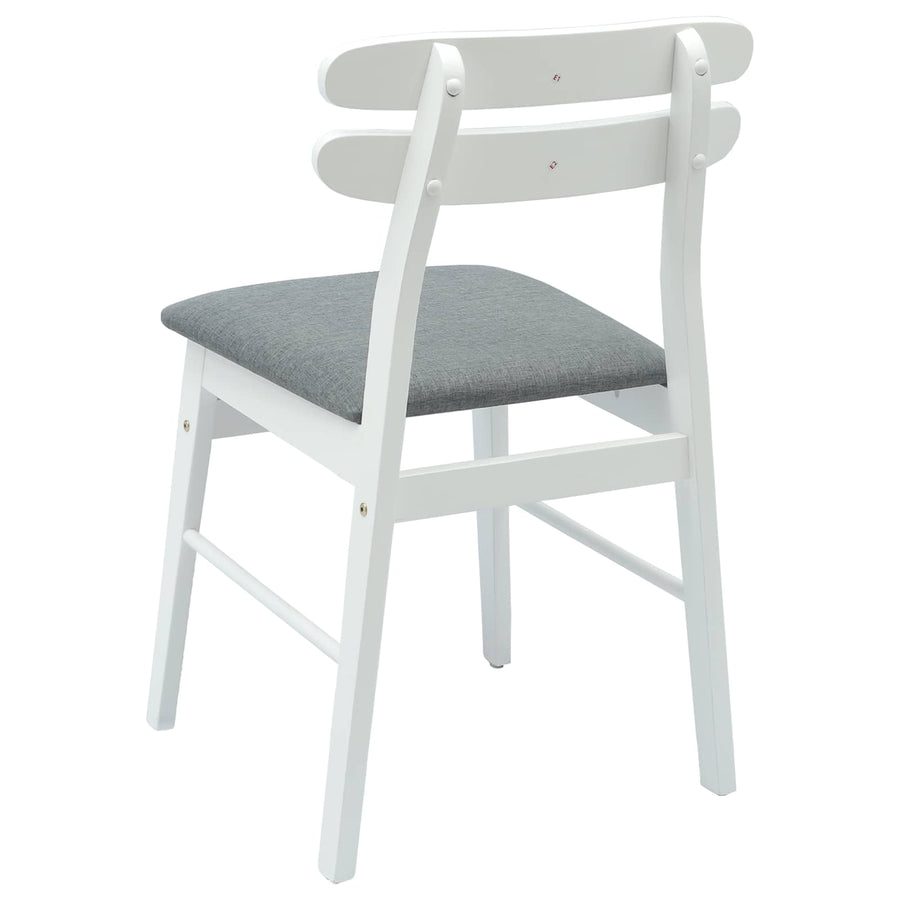 Eetkamerstoel 2 Pcs Massief Rubberhout Wit en grijs