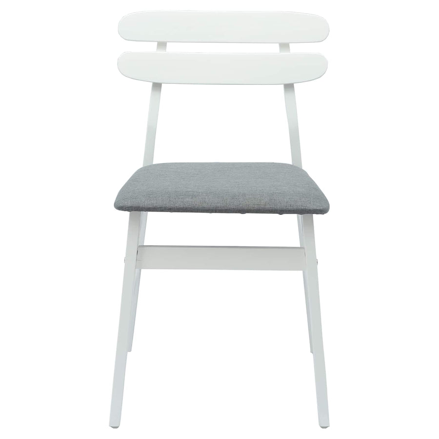 Eetkamerstoel 2 Pcs Massief Rubberhout Wit en grijs