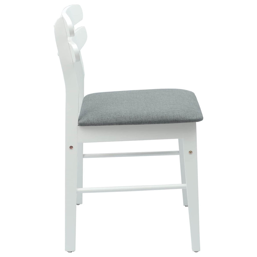 Eetkamerstoel 2 Pcs Massief Rubberhout Wit en grijs
