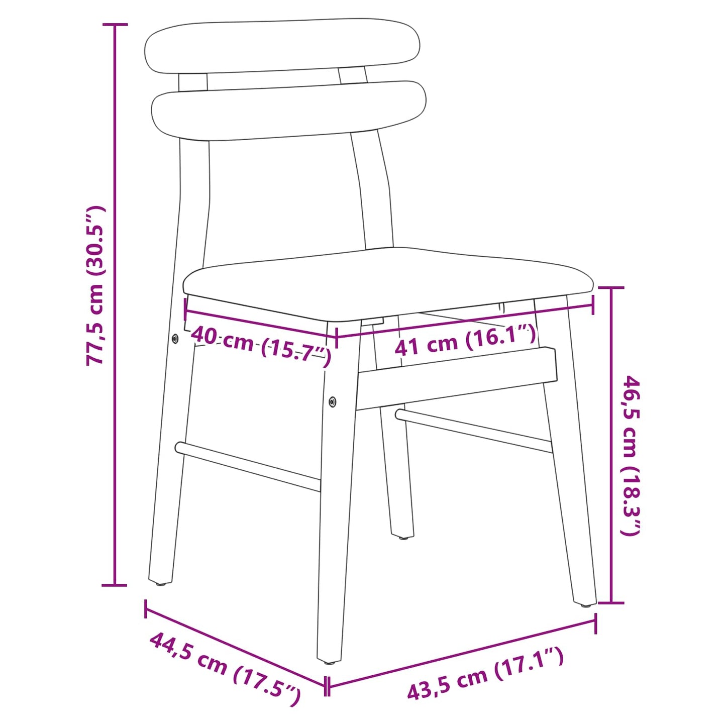 Eetkamerstoel 2 Pcs Massief Rubberhout Wit en grijs