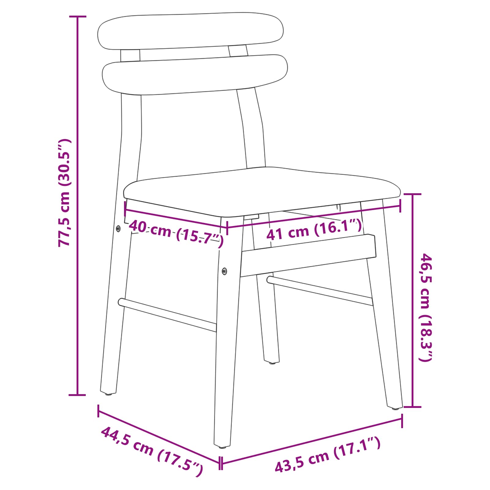 Eetkamerstoel 2 Pcs Massief Rubberhout Wit en grijs