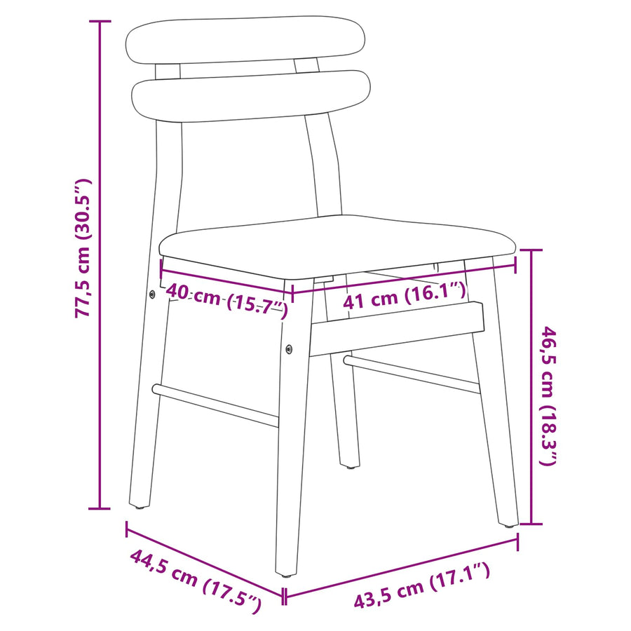 Eetkamerstoel 2 Pcs Massief Rubberhout Wit en grijs