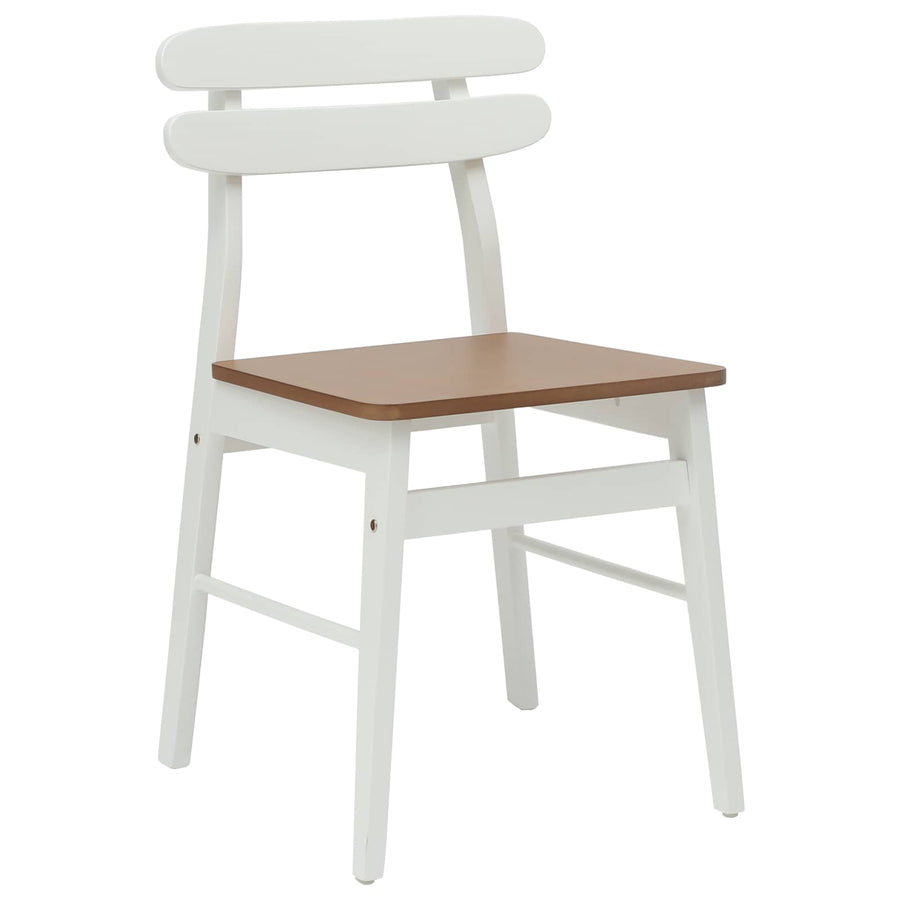 Eetkamerstoel 2 Pcs En Natuurlijk Massief Rubberhout wit en naturel