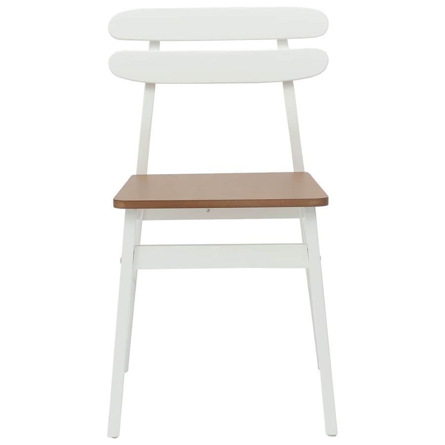 Eetkamerstoel 2 Pcs En Natuurlijk Massief Rubberhout wit en naturel