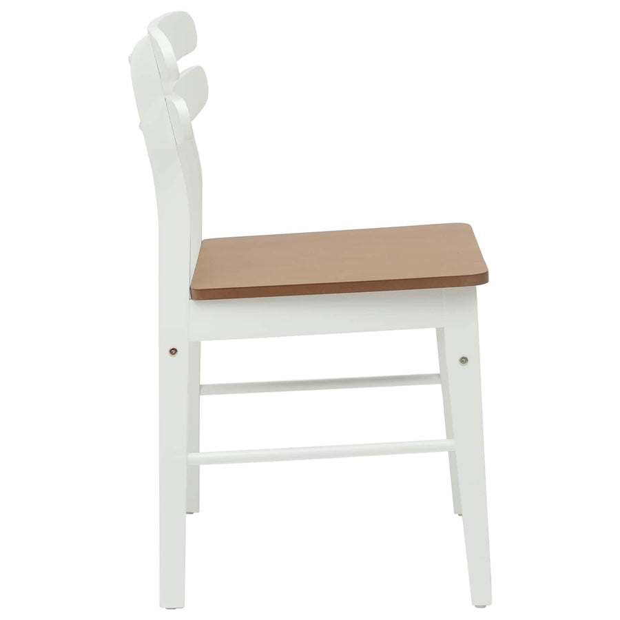 Eetkamerstoel 2 Pcs En Natuurlijk Massief Rubberhout wit en naturel