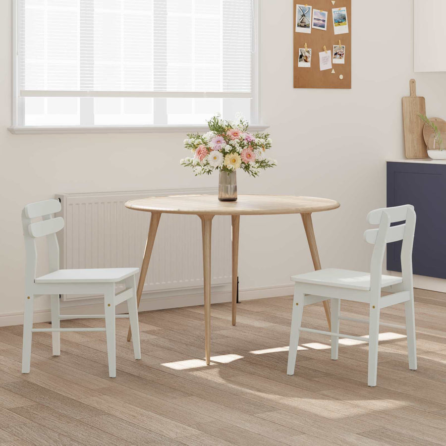 Eetkamerstoel 2 Pcs Massief Rubberhout Wit