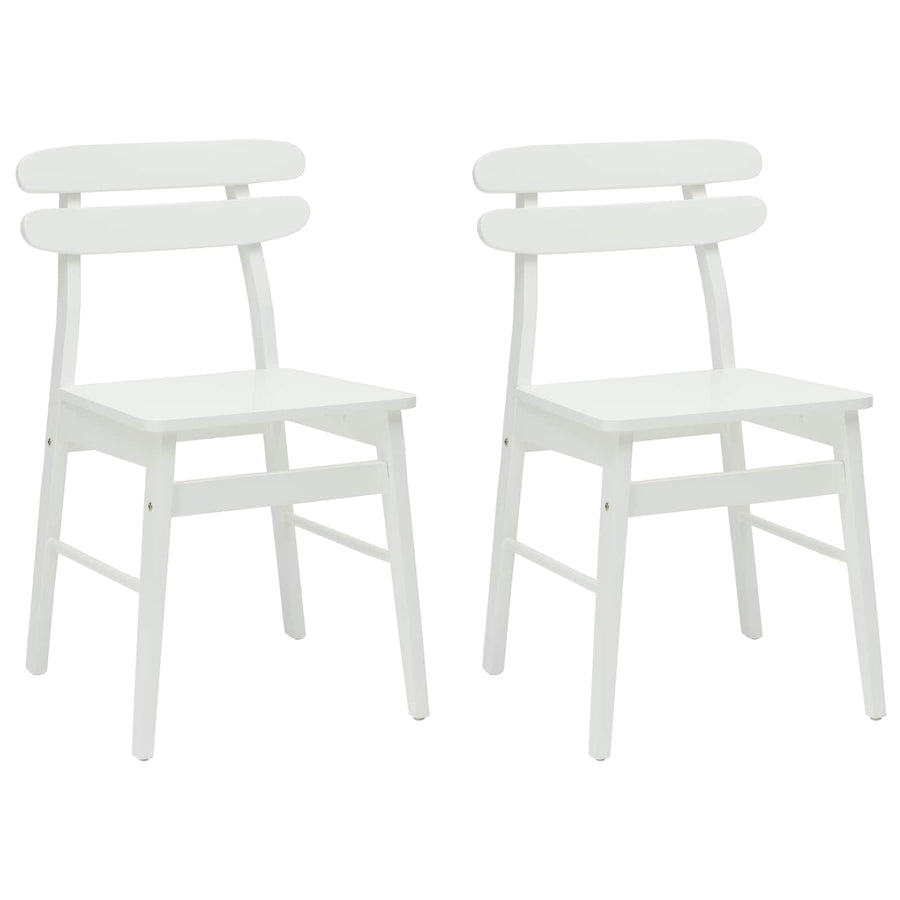 Eetkamerstoel 2 Pcs Massief Rubberhout Wit