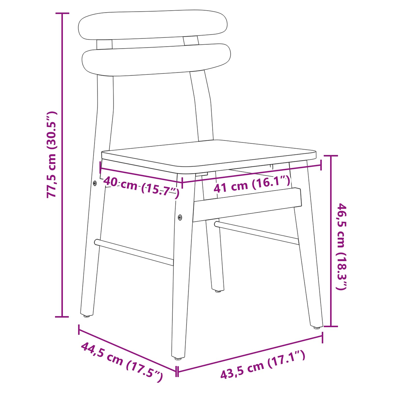 Eetkamerstoel 2 Pcs Massief Rubberhout Wit