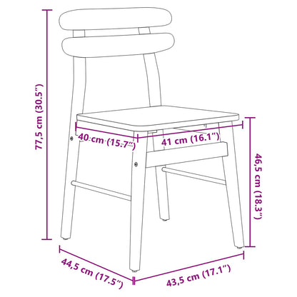 Eetkamerstoel 2 Pcs Massief Rubberhout Wit