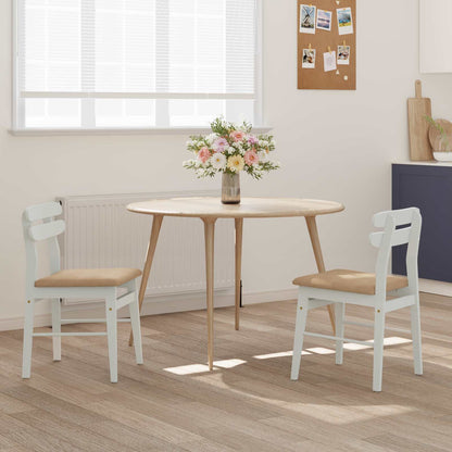 Eetkamerstoel 2 Pcs Massief Rubberhout Wit en bruin