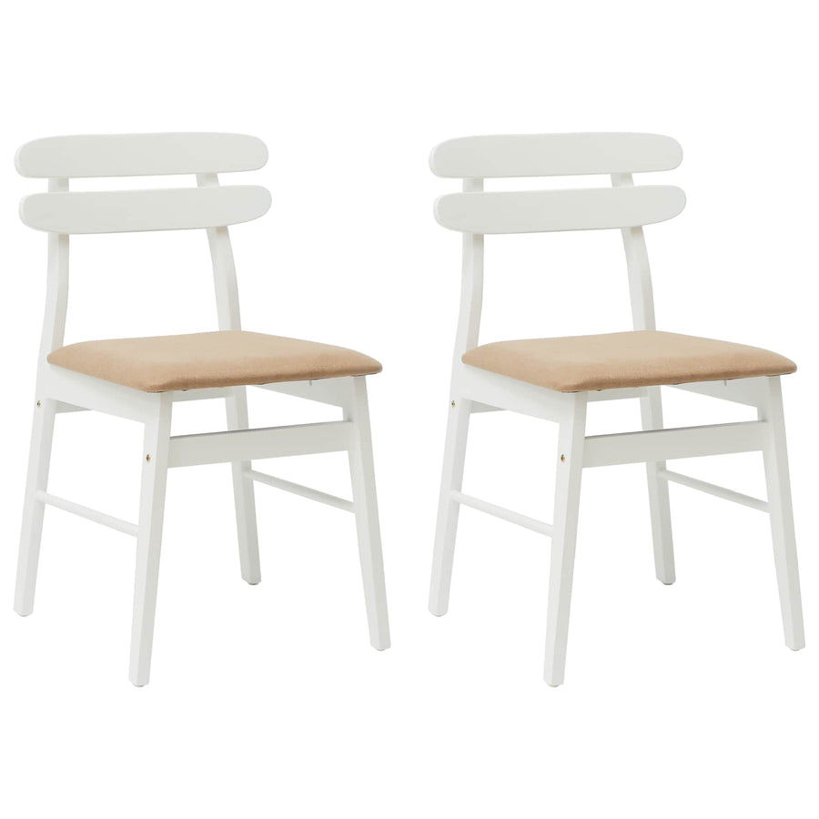 Eetkamerstoel 2 Pcs Massief Rubberhout Wit en bruin