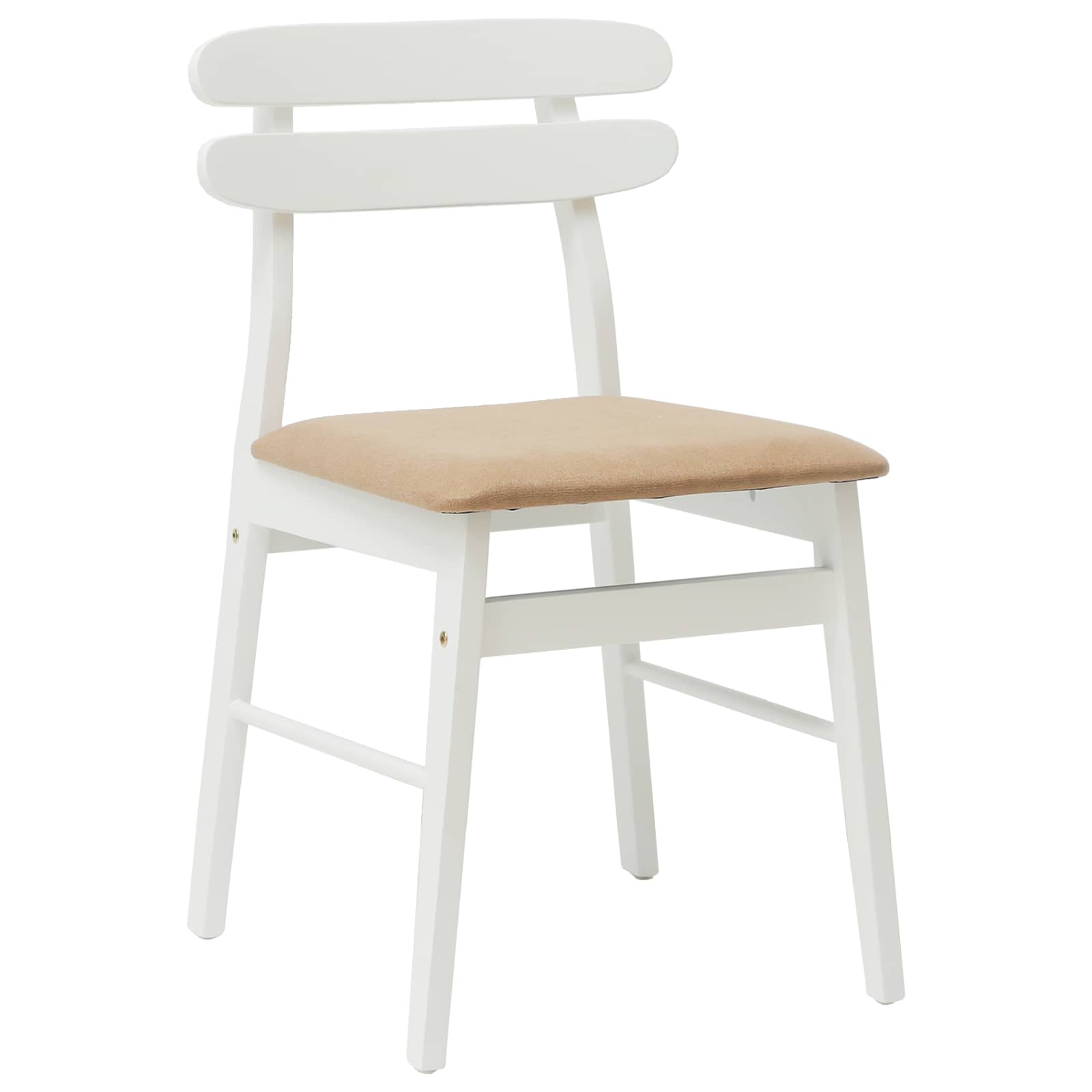 Eetkamerstoel 2 Pcs Massief Rubberhout Wit en bruin