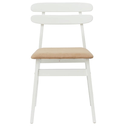 Eetkamerstoel 2 Pcs Massief Rubberhout Wit en bruin