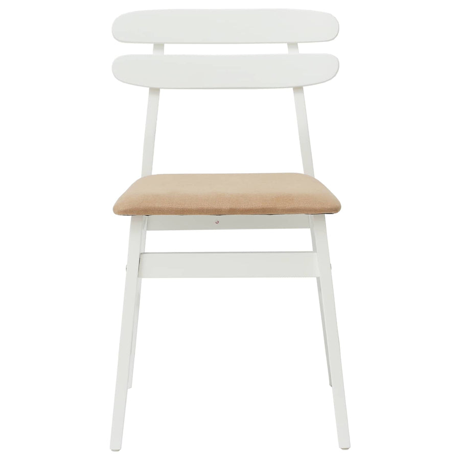 Eetkamerstoel 2 Pcs Massief Rubberhout Wit en bruin