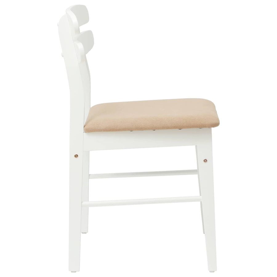 Eetkamerstoel 2 Pcs Massief Rubberhout Wit en bruin