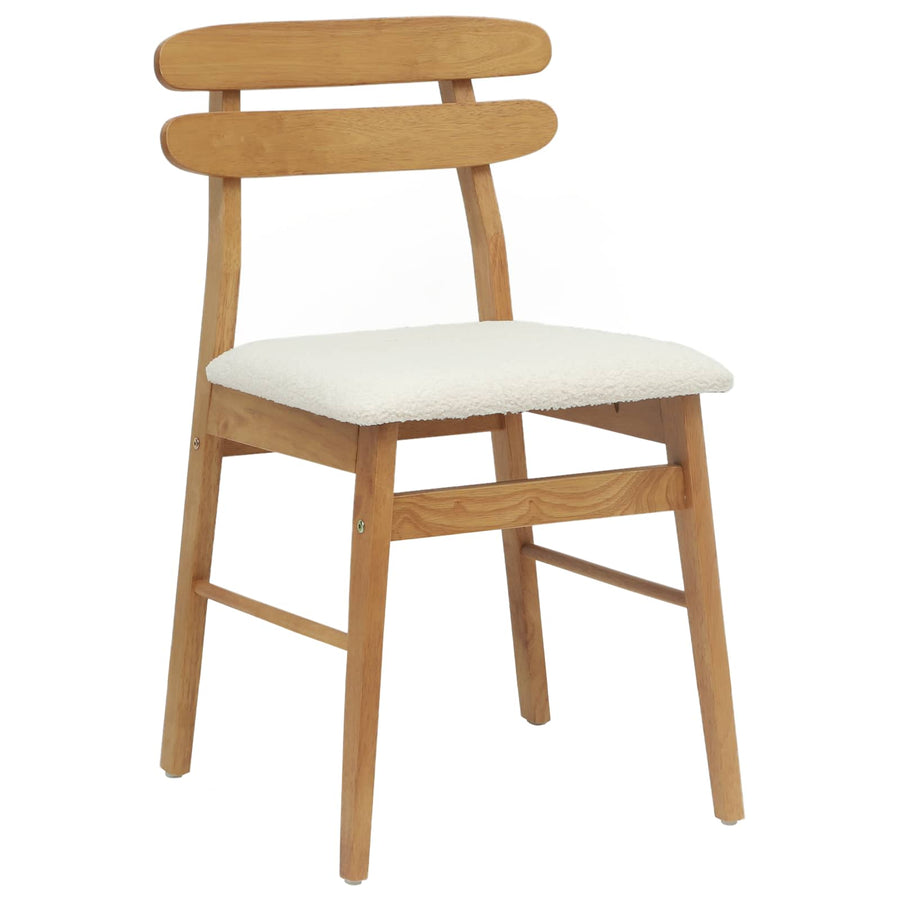 Eetkamerstoel 2 Pcs En Licht Massief Rubberhout Natuurlijk en wit