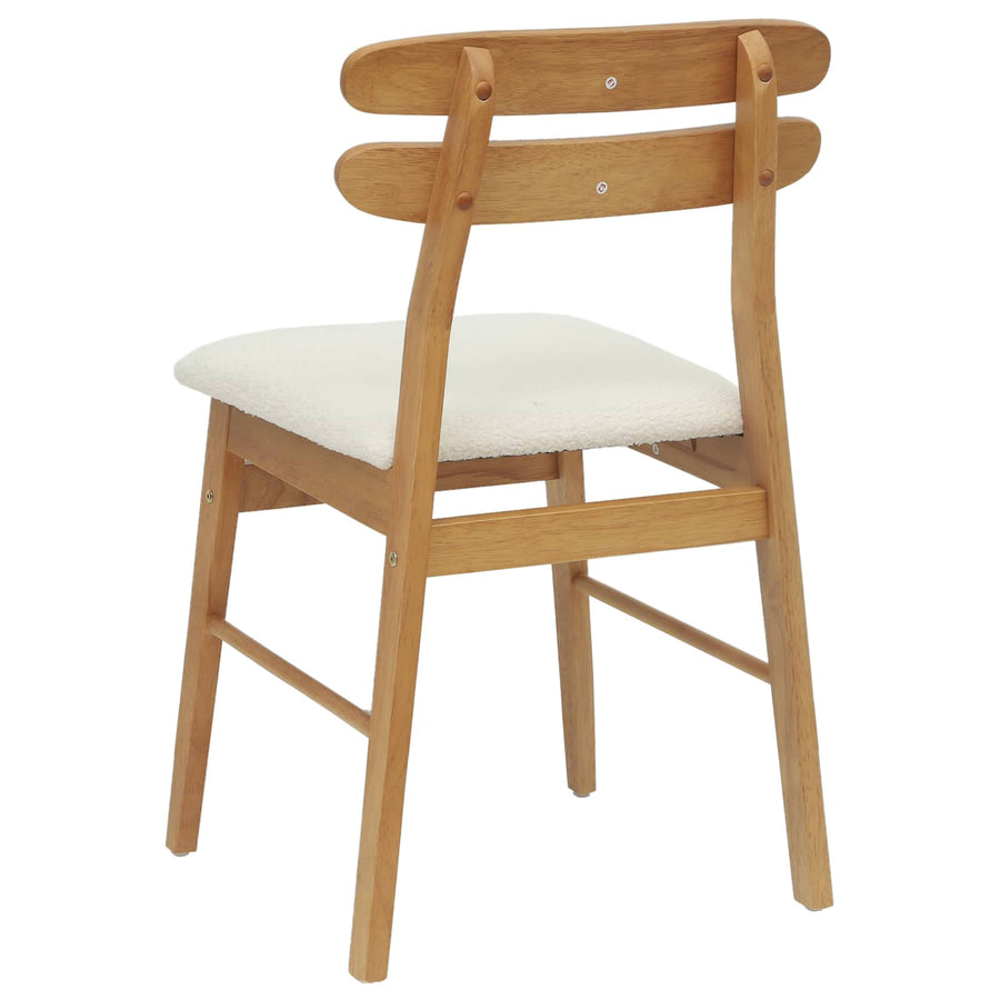 Eetkamerstoel 2 Pcs En Licht Massief Rubberhout Natuurlijk en wit