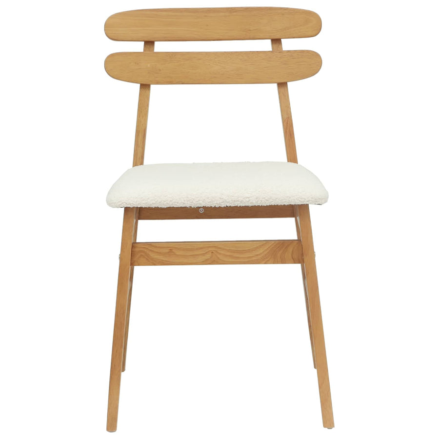 Eetkamerstoel 2 Pcs En Licht Massief Rubberhout Natuurlijk en wit