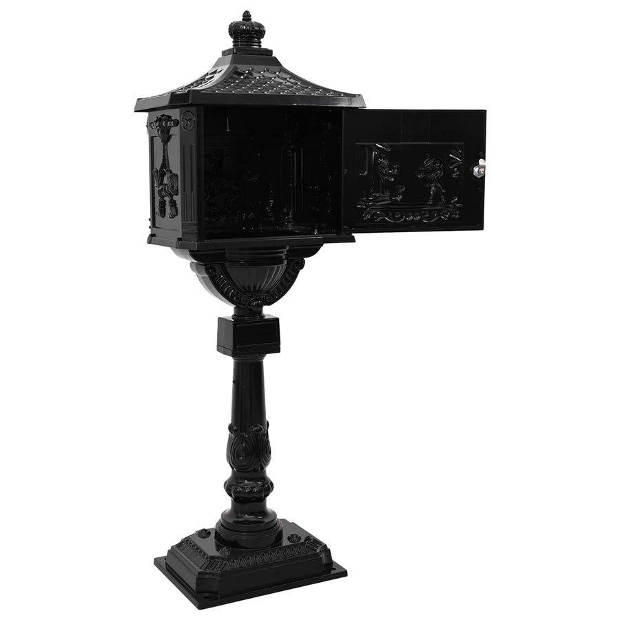 Staande brievenbus Zwart 42,5 x 29,5 x 117 cm Gegoten aluminium