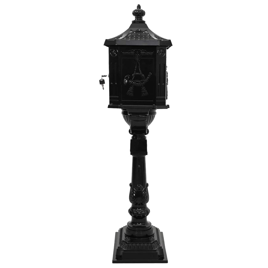 Staande brievenbus Zwart 42,5 x 29,5 x 117 cm Gegoten aluminium