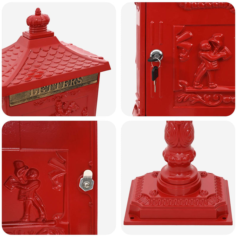 Staande brievenbus Rood 42,5 x 29,5 x 117 cm Gegoten aluminium