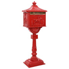 Freestanding Post Box Red 42.5 x 29.5 x 117 cm Cast Aluminium