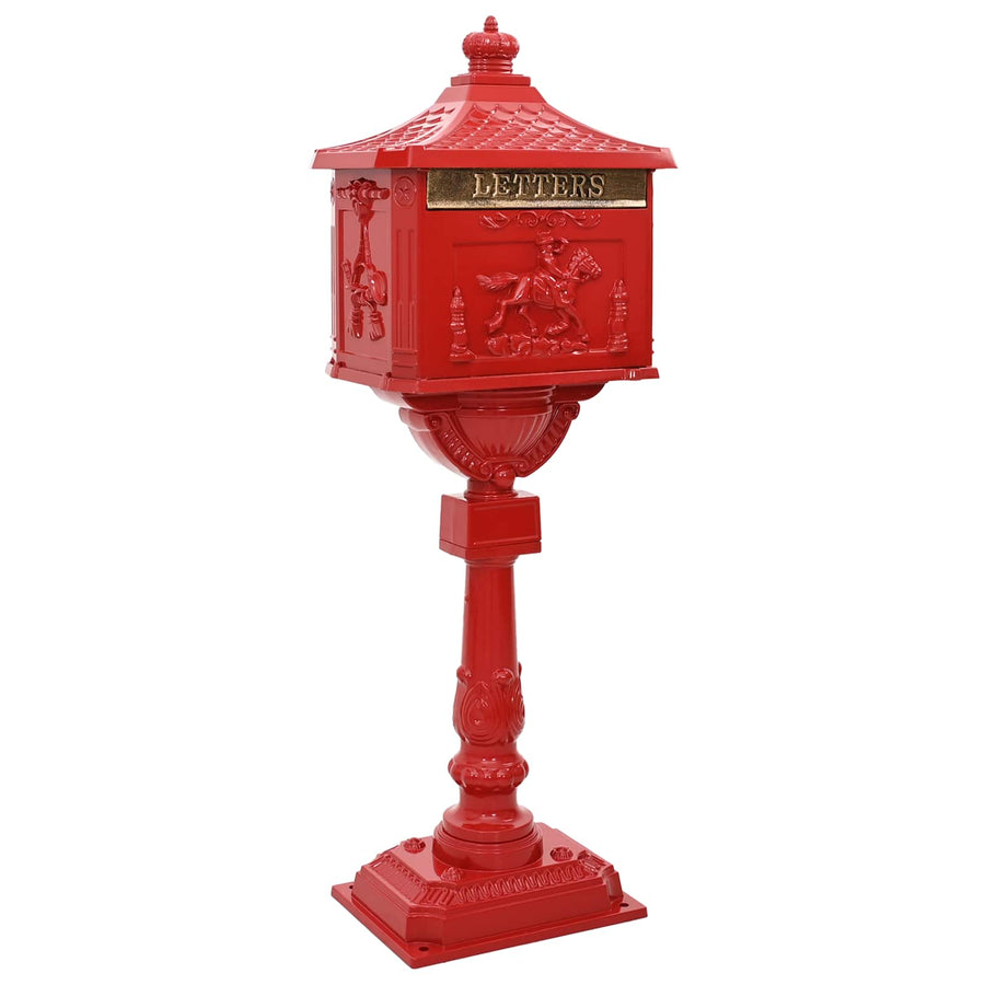 Staande brievenbus Rood 42,5 x 29,5 x 117 cm Gegoten aluminium