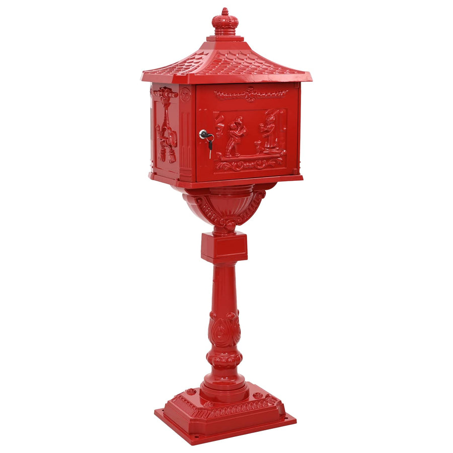 Staande brievenbus Rood 42,5 x 29,5 x 117 cm Gegoten aluminium