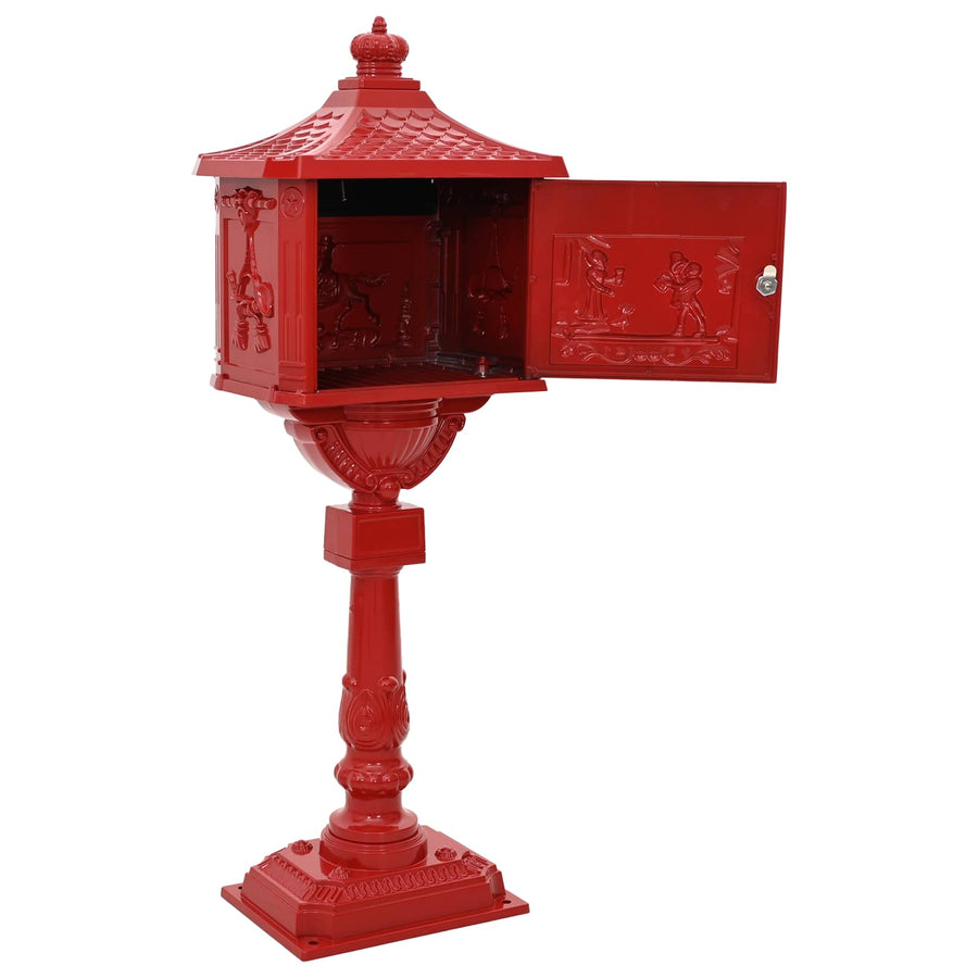 Staande brievenbus Rood 42,5 x 29,5 x 117 cm Gegoten aluminium