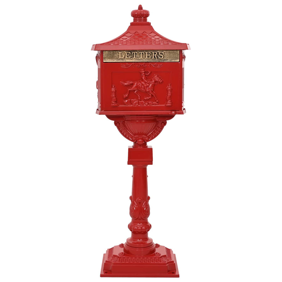 Staande brievenbus Rood 42,5 x 29,5 x 117 cm Gegoten aluminium