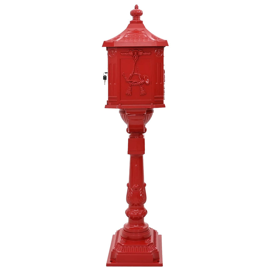 Staande brievenbus Rood 42,5 x 29,5 x 117 cm Gegoten aluminium
