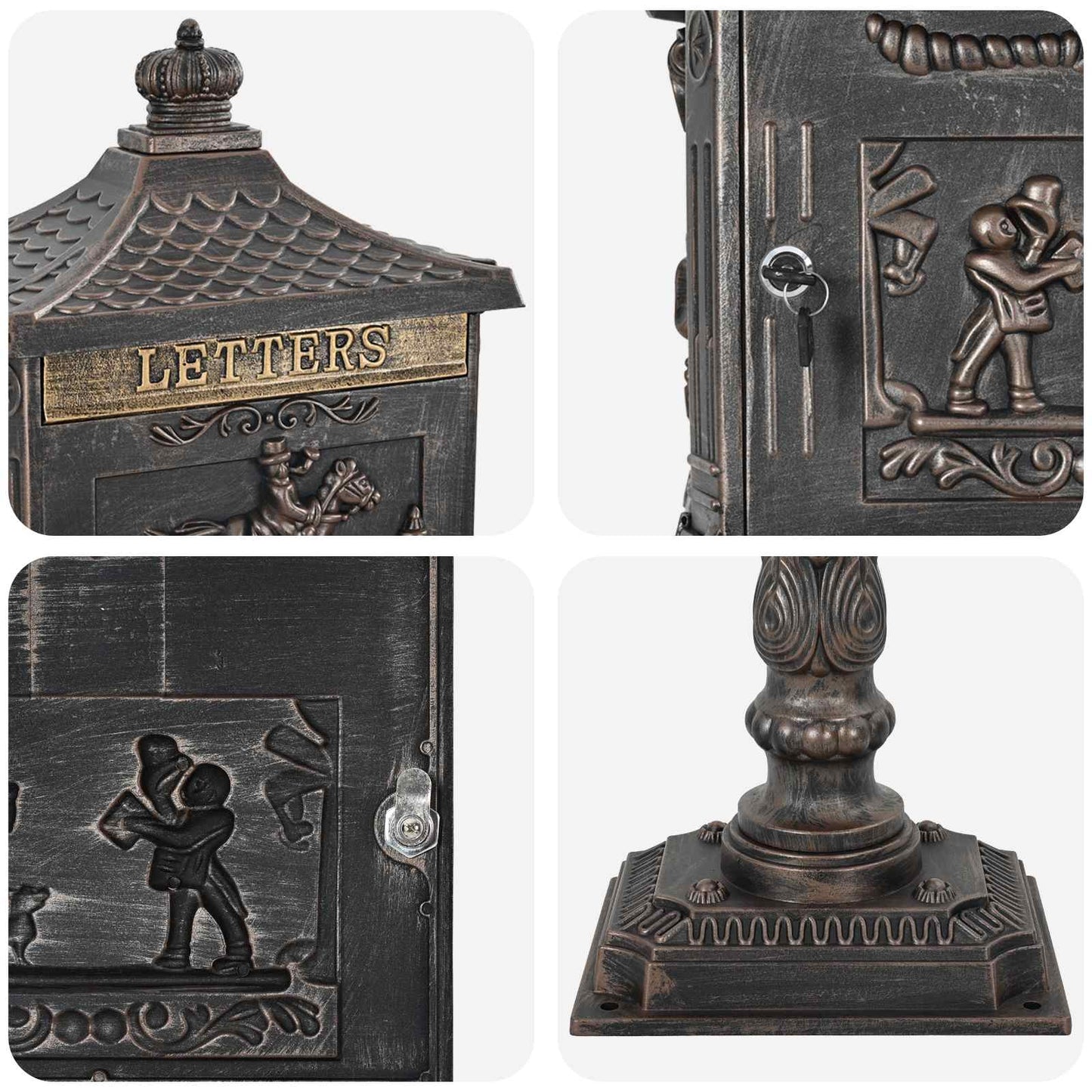 Staande brievenbus Brons 42,5 x 29,5 x 117 cm Gegoten aluminium