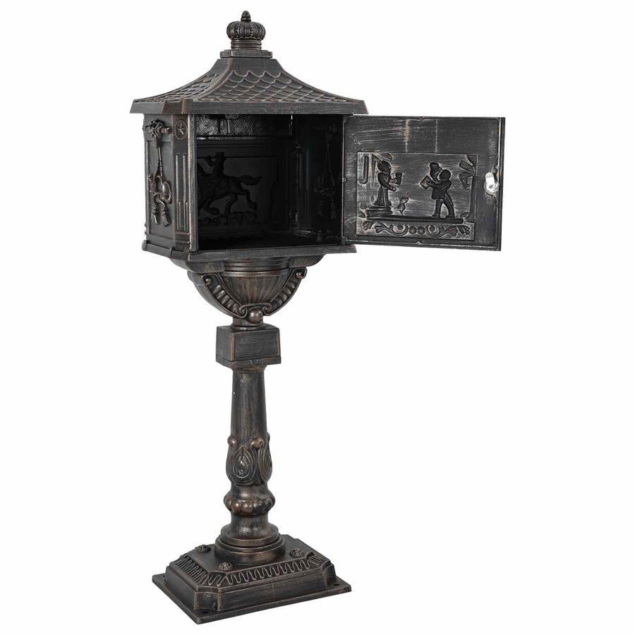 Staande brievenbus Brons 42,5 x 29,5 x 117 cm Gegoten aluminium
