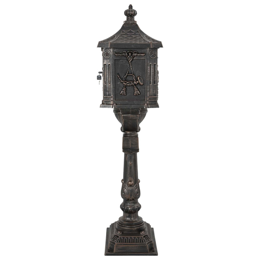 Staande brievenbus Brons 42,5 x 29,5 x 117 cm Gegoten aluminium
