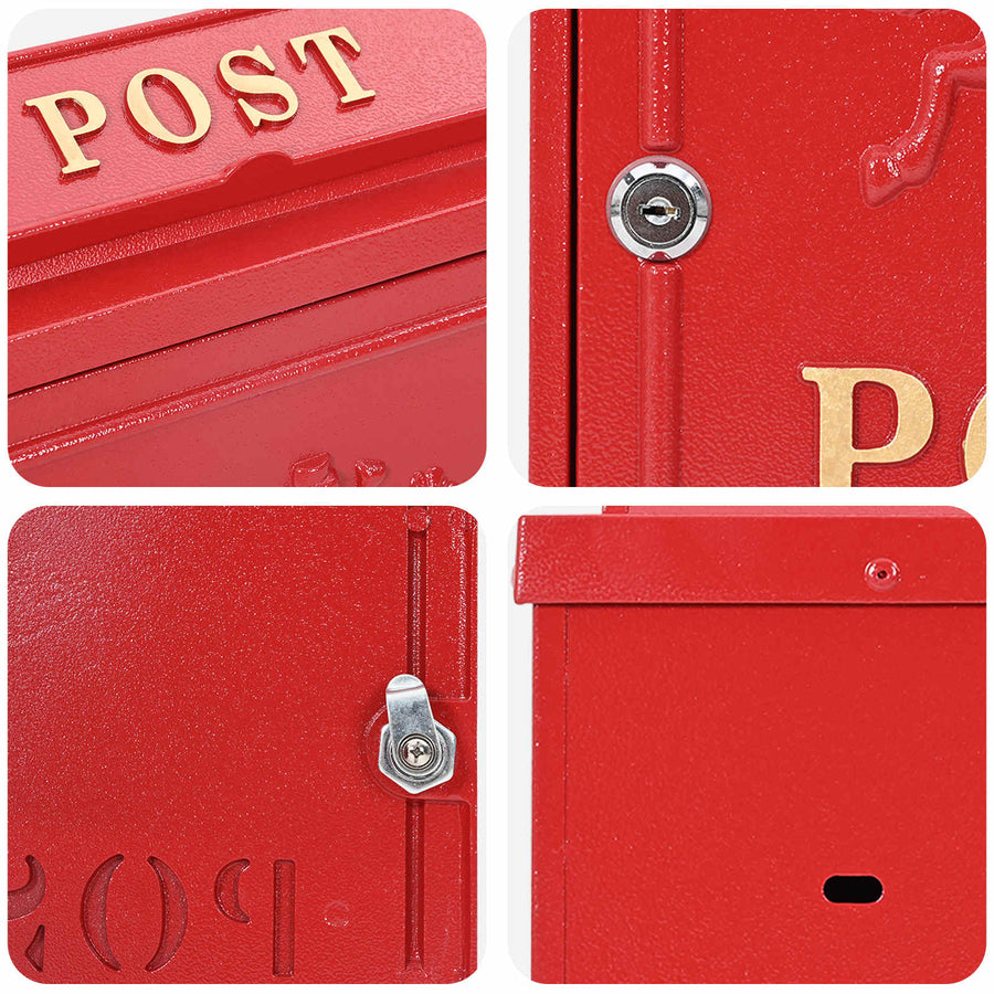Wandgemonteerde brievenbus met opslag Rood 29 x 13 x 41 cm