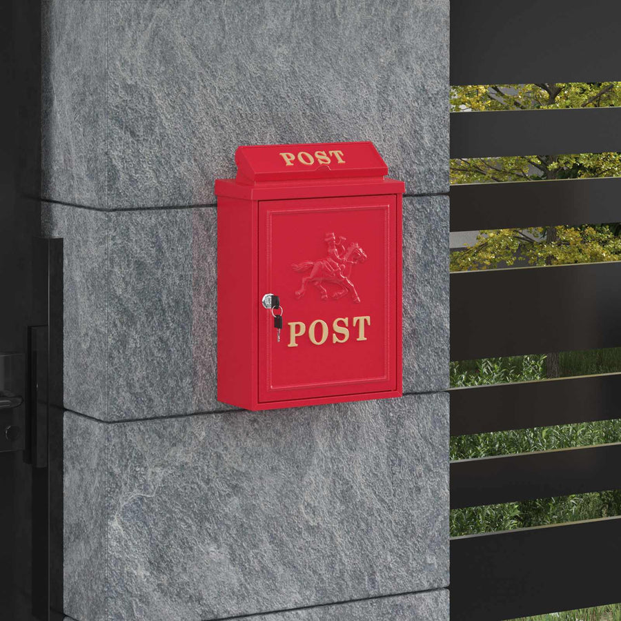 Wandgemonteerde brievenbus met opslag Rood 29 x 13 x 41 cm