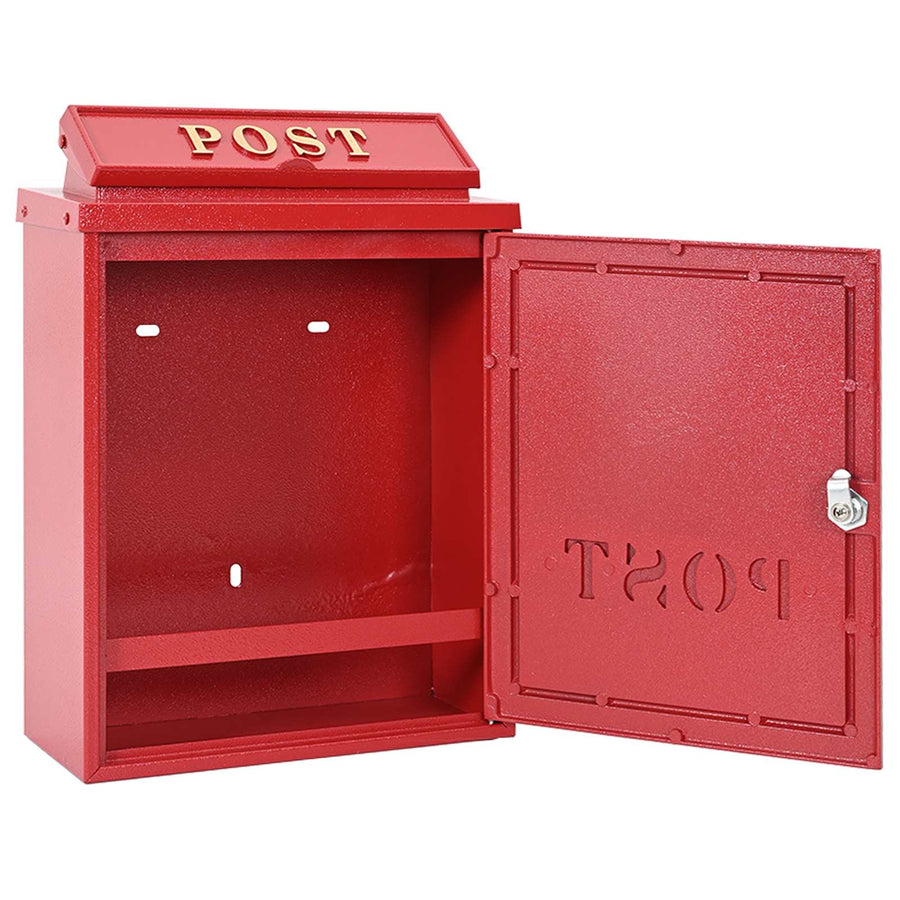 Wandgemonteerde brievenbus met opslag Rood 29 x 13 x 41 cm
