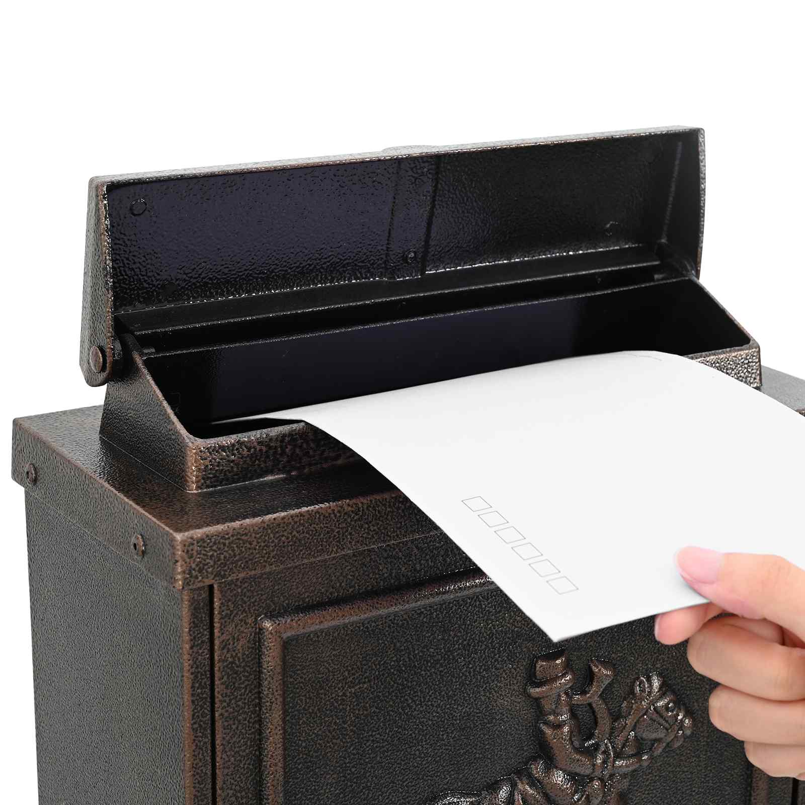 Wandgemonteerde brievenbus met opslag Brons 29 x 13 x 41 cm