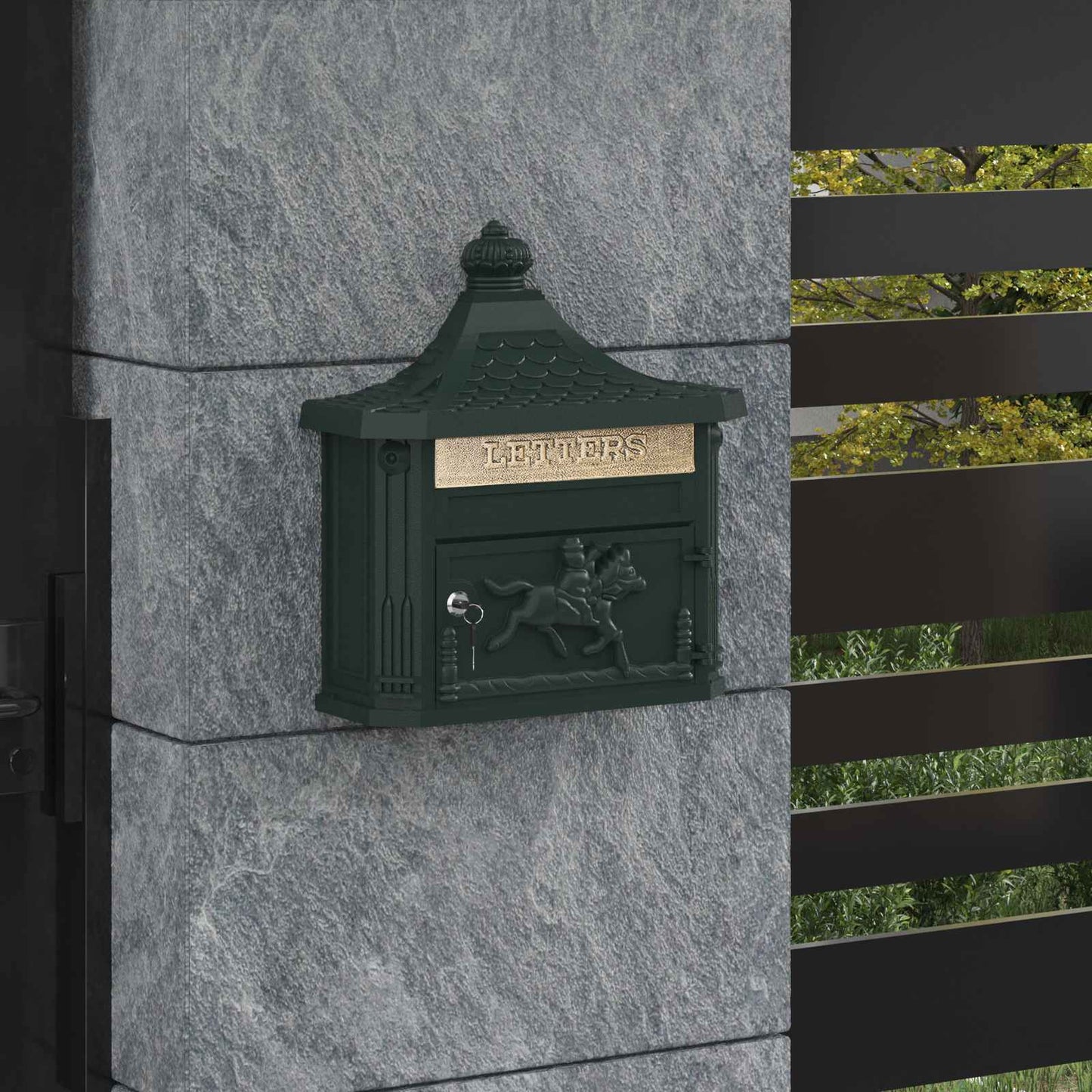 Wandgemonteerde brievenbus met opslag Groen 40.5 x 15.5 x 44 cm