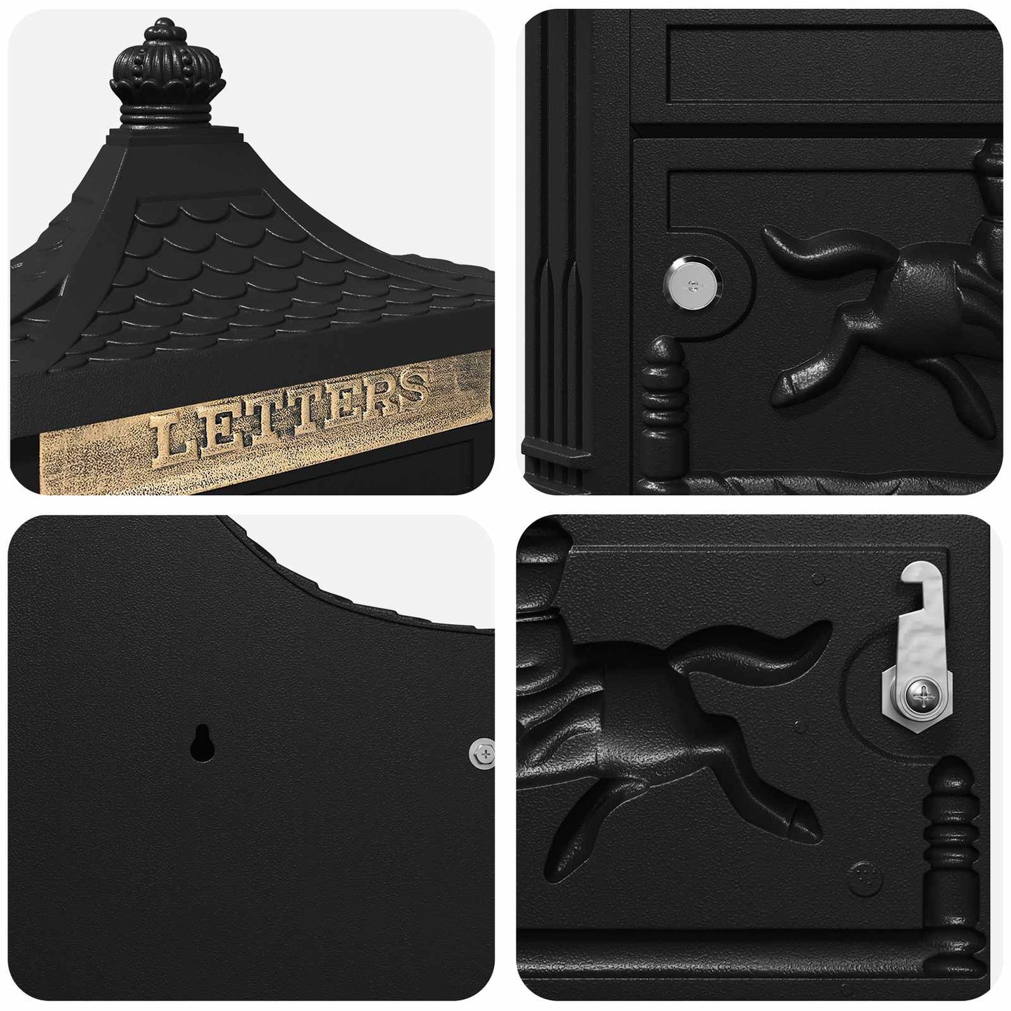 Wandgemonteerde brievenbus met opslag Zwart 40.5 x 15.5 x 44 cm